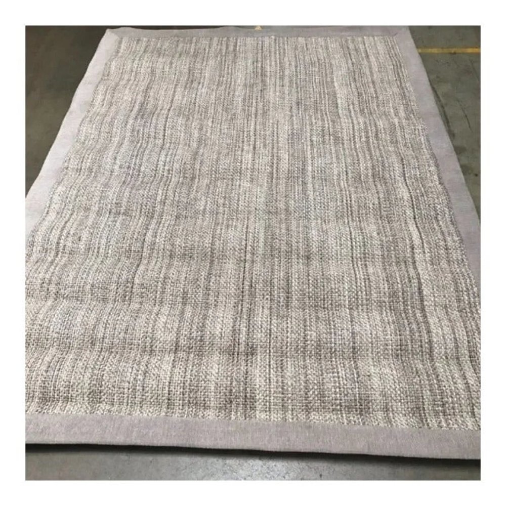 Solid woven border natural jute cotton carpet 5x7 feet